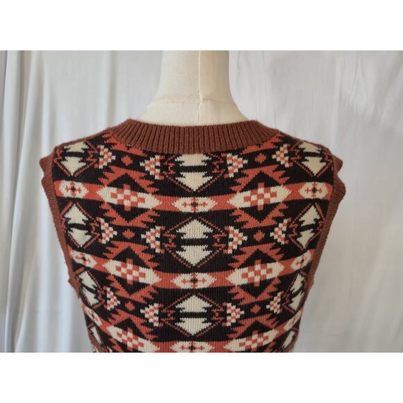 CIDER Womens Multicolor Aztec Pattern Knitted Crop Vest Small - Picture 6 of 7